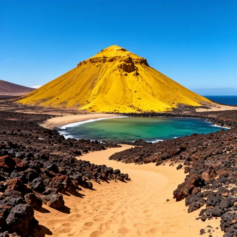 Illustratives Reisemotiv zu Montaña Amarilla auf La Graciosa