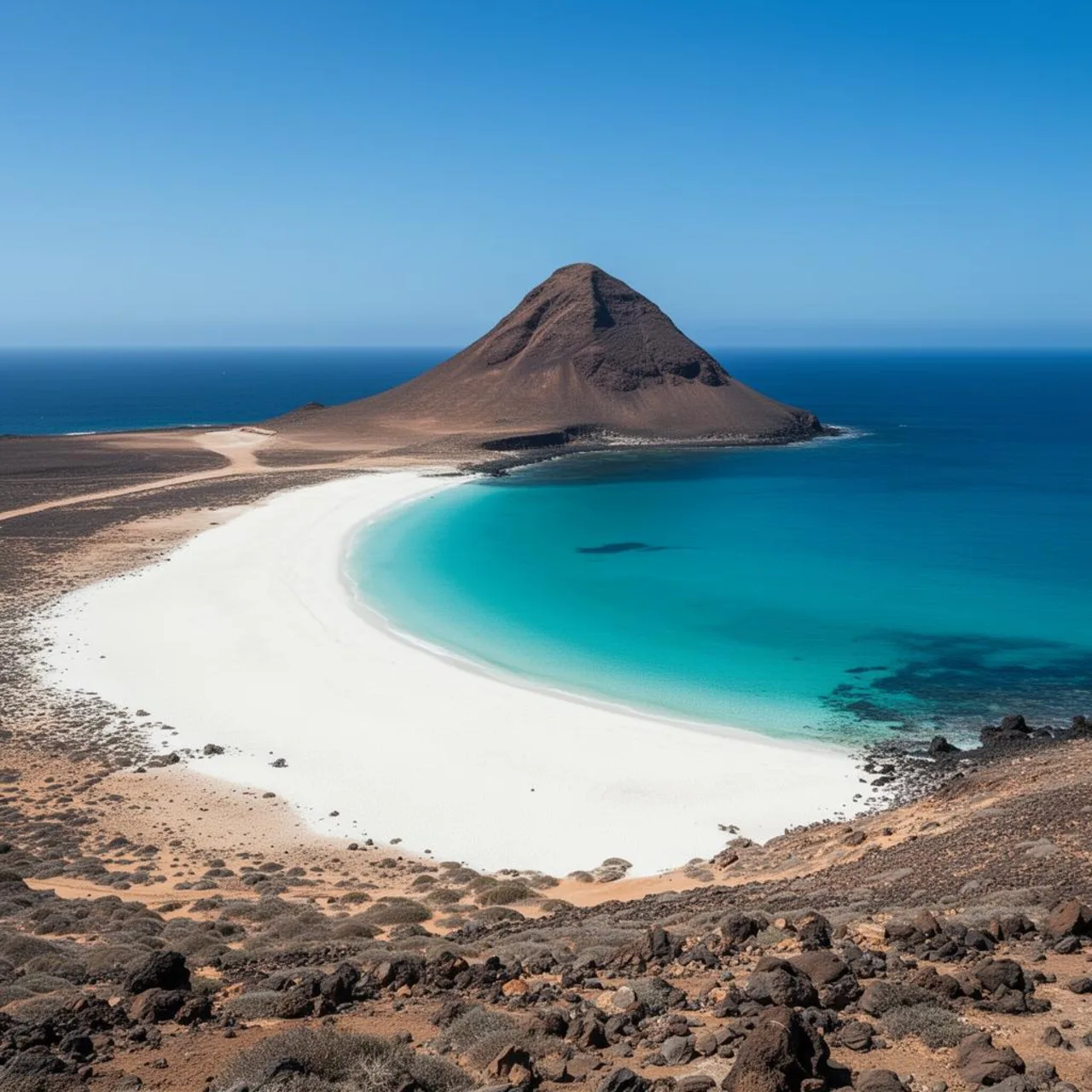 Illustratives Reisemotiv zu Playa de las Conchas auf La Graciosa