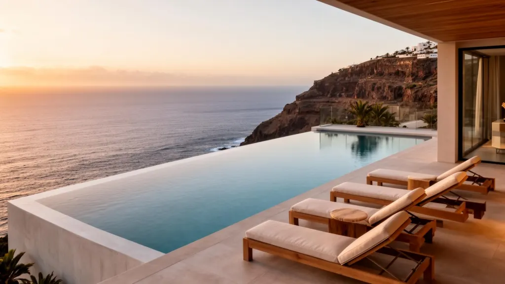 Luxuriöse Unterkunft mit Pool und Meerblick auf den Kanaren